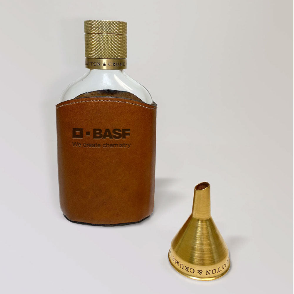 Handmade Premium Leather Wrapped Flask & Brass Funnel